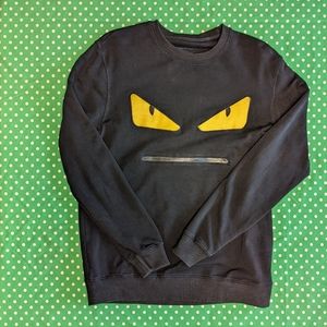 Fendi Monster Crewneck sweater/pullover sz large in black with yellow eyes